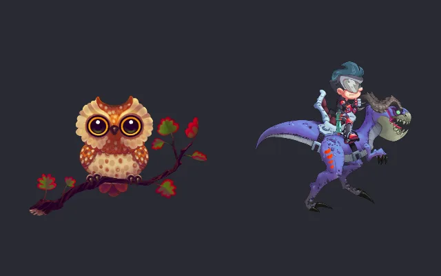 Owl and Raptor skeletons